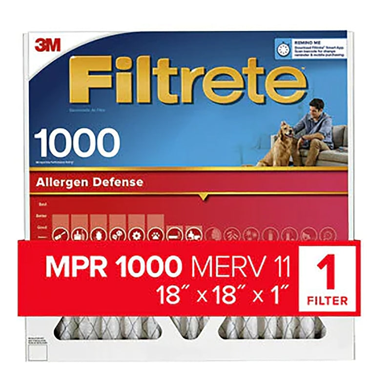 Filtrete 9817-4 Air Filter, 18 in L, 18 in W, 11 MERV, 1000 MPR, Polypropylene Frame