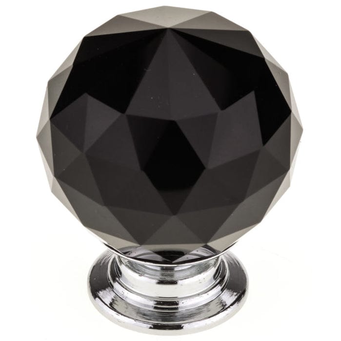 Contemporary Knob, 1-3/16" D, Chrome, Black