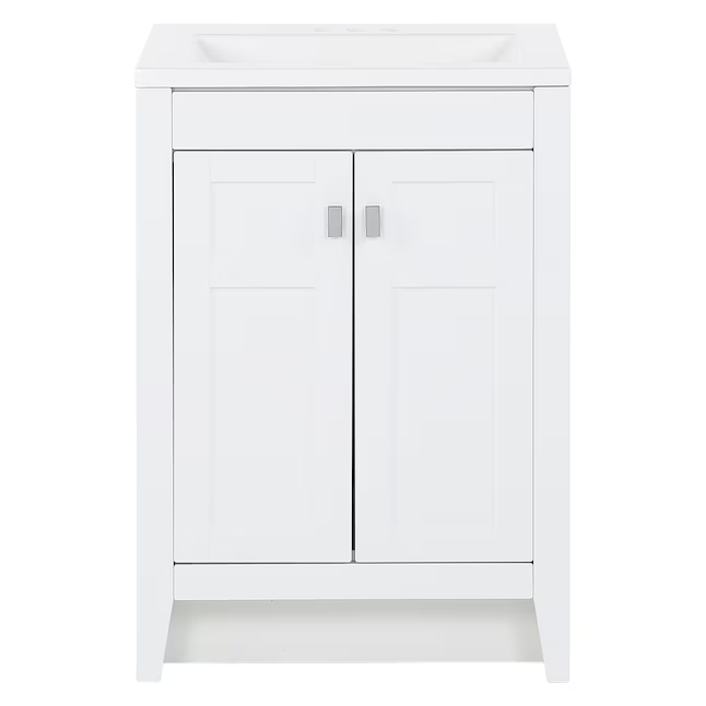 Diamond NOW Brenton 24-in White Single Sink Bathroom Vanity with White Cultured Marble Top