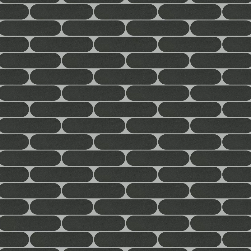 Basalt Elongated Oval Honed Mosaic