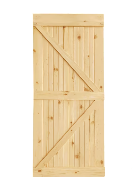 Kimberly Bay 30-in x 84-in Unfinished K-frame Pine Wood Single Barn Door