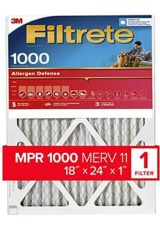Filtrete 9821-4 Air Filter, 24 in L, 18 in W, 11 MERV, 1000 MPR, Polypropylene Frame