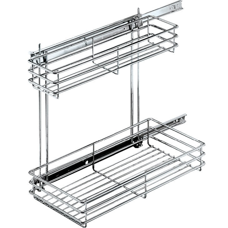 Hafele 2 Basket Storage, Chrome Plated Base Pull-Out Under-Sink Organizer