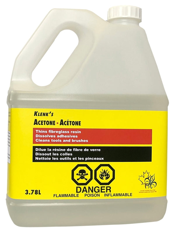Klenk's 900104 Acetone Thinner, Liquid, Ketone, Clear, 3.78 L