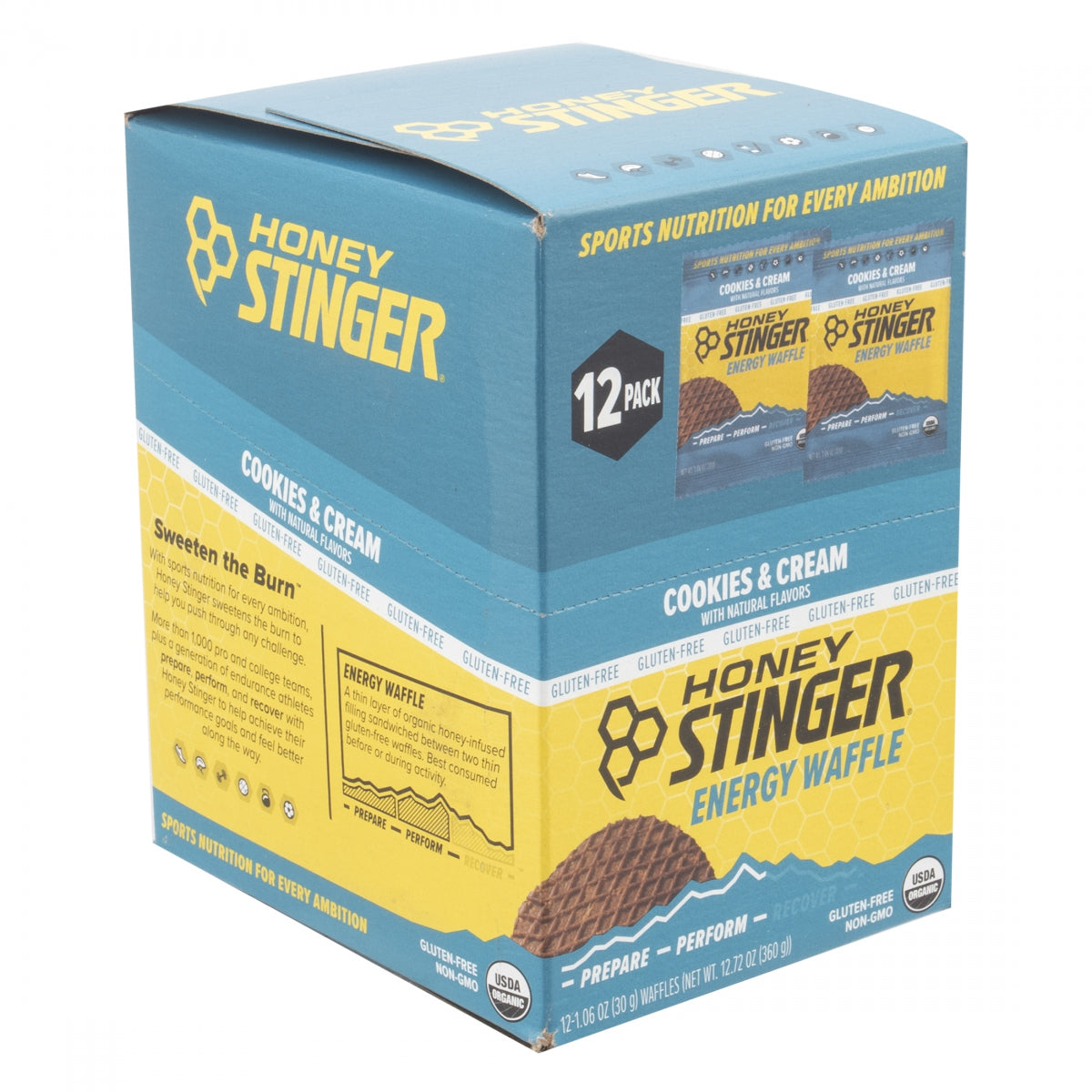 Honey Stinger Gluten-Free Organic Stinger Waffle Energy Cookies&Cream Box of 12
