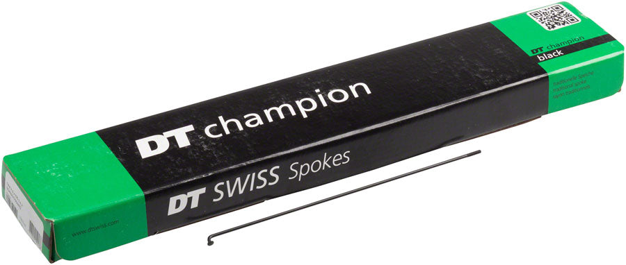 DT Swiss Champion Spoke: 2.0mm, 296mm, J-bend, Black, Box of 100 Bicycle Spokes