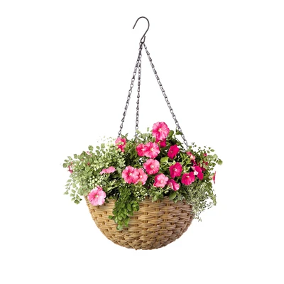 Wicker Hanging Basket, Resin, 14-in.