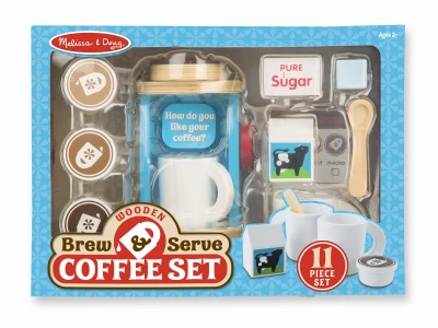 11-piece Wooden Brew And Serve Coffee Play Set For Kids