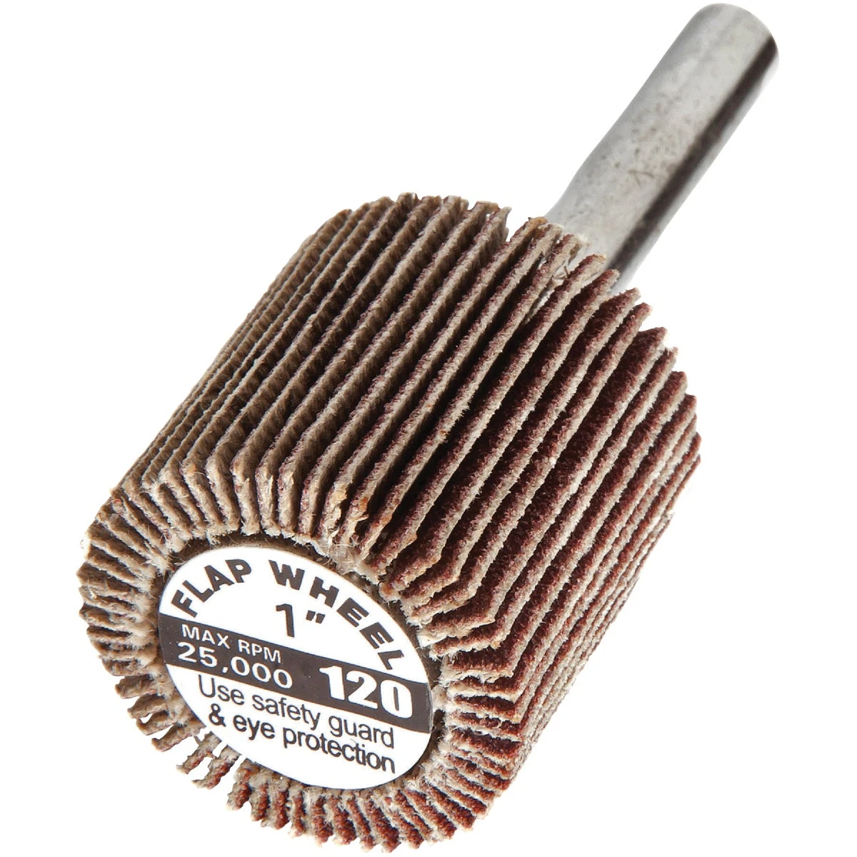 Mounted Flap Wheel, 1 Inch Diameter By 1 Inch Width, 120 Grit Abrasive