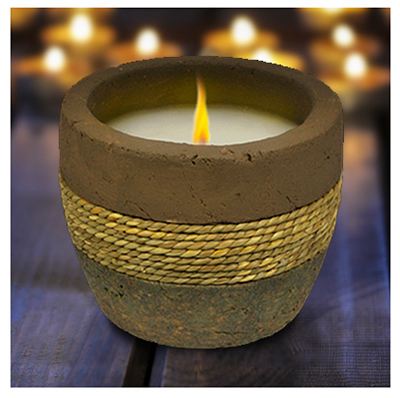 10-ounce Terra Cotta Earth Tone Citronella Candle With Rope