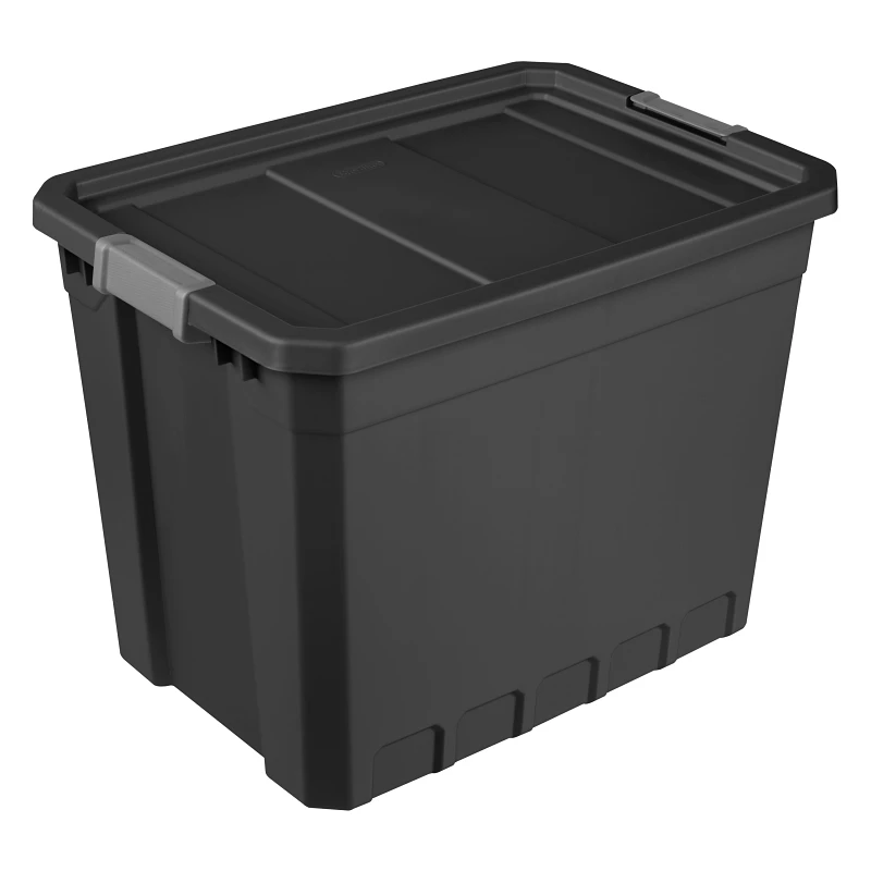 27 Gallon Black Modular Stacking Storage Tote Container