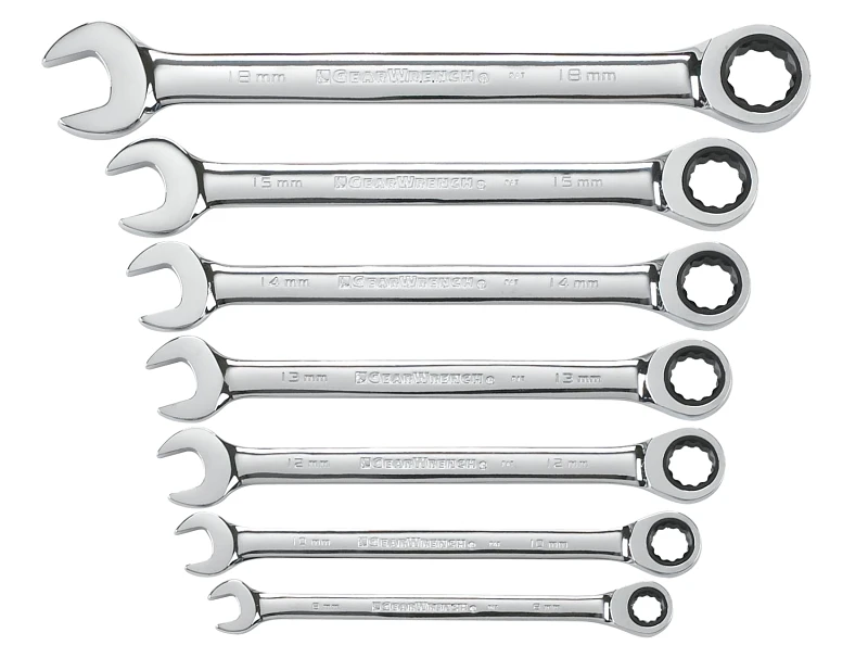 7-piece Ratcheting Combination Metric Wrench Set With 72-tooth 12-point Design