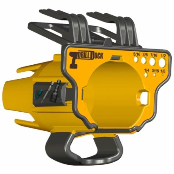 Yellow Drill Storage And Organizer Rack For Efficient Tool Management