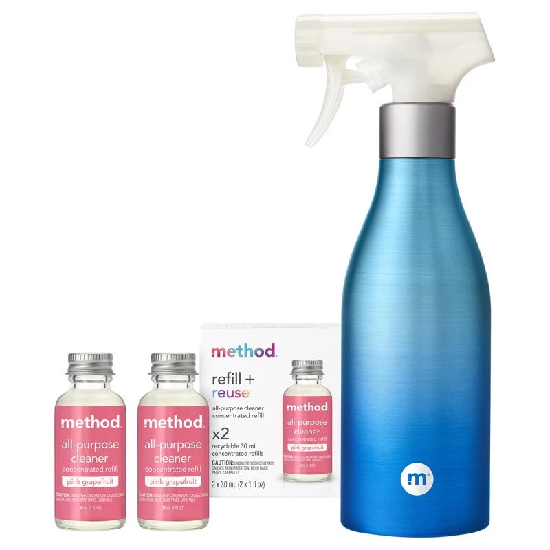 All-purpose Cleaner Starter Kit, Pink Grapefruit Scent, (1) 14 Oz. Bottle & (2) 1 Oz. Refills