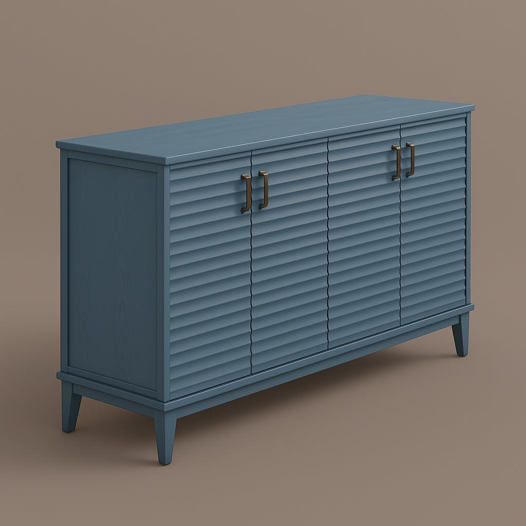 Runesay Navy Blue Solidwood and MDF Kitchen Cabinet Sideboard - 60 in. W x 18 in. D x 36 in. H