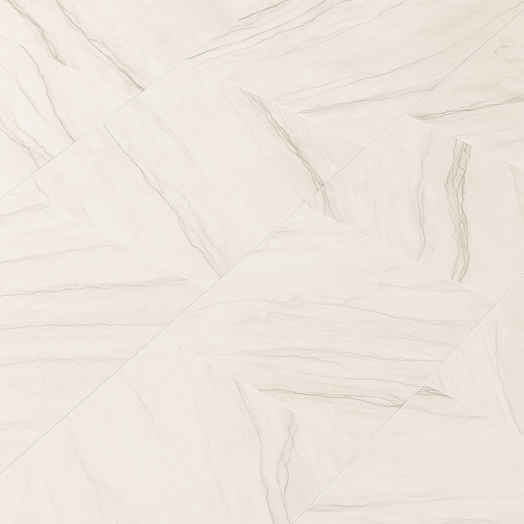 Montalcino Aspen Falls Porcelain Tile - 24 x 24, Matte Finish, White