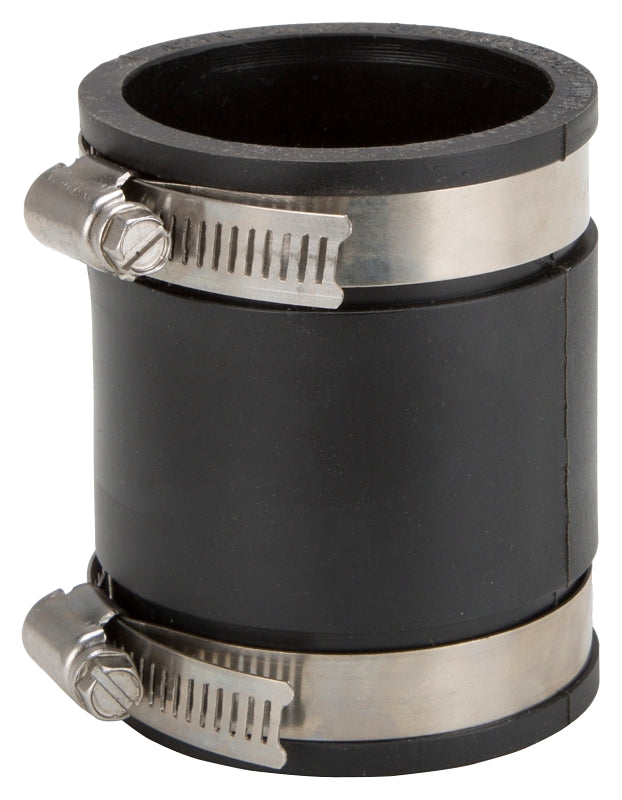 ProSource FC56-22 Coupling, 2 x 2 in, Cast Iron, Plastic and Steel Drain Pipes, PVC, Black