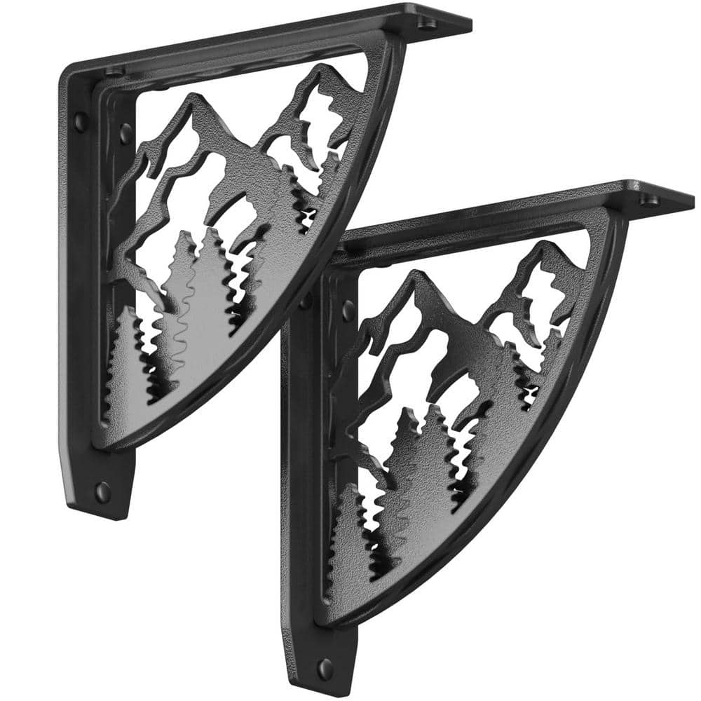 8 in. L Black Iron Heavy Duty Shelf Bracket (2-Pack)