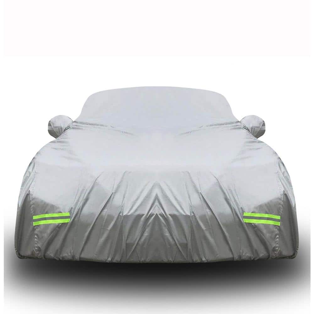 Mockins 185 in. x 70 in. x 60 in. Water Resistant Car Cover - 190T Silver Polyester - Small Sedan