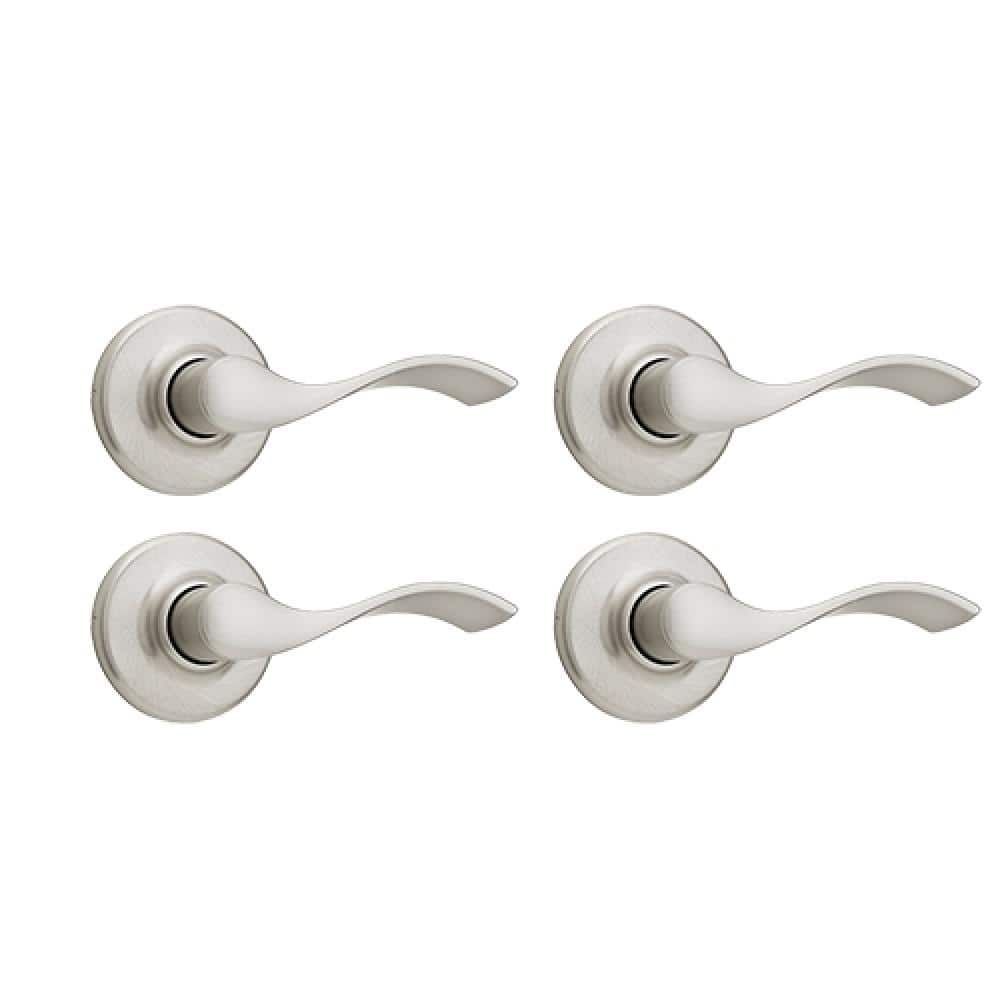 Kwikset Balboa Satin Nickel Passage Door Handle for Hall or Closet featuring Microban Technology (4-Pack)