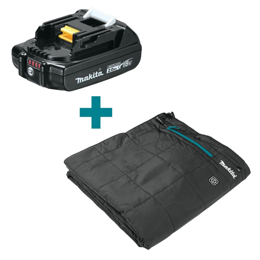 Makita 18V LXT Lithium-Ion Compact Battery Pack 2.0Ah with Fuel Gauge with bonus 18V LXT Lithium-Ion Cordless Heated Blanket