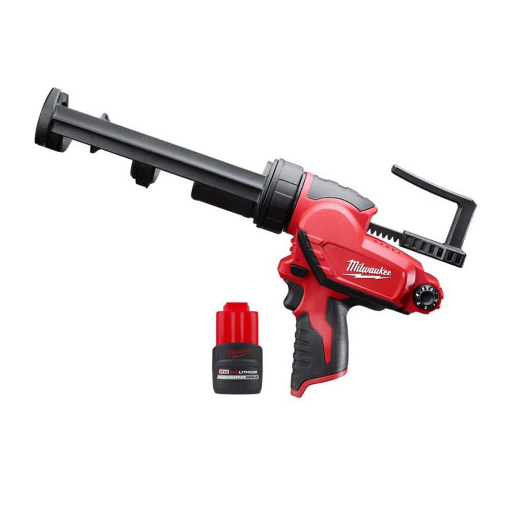 Milwaukee M12 12-Volt Lithium-Ion Cordless 10 oz. Adhesive and Caulk Gun w/M12 12V Lithium-Ion CP High Output 2.5 Ah Battery Pack