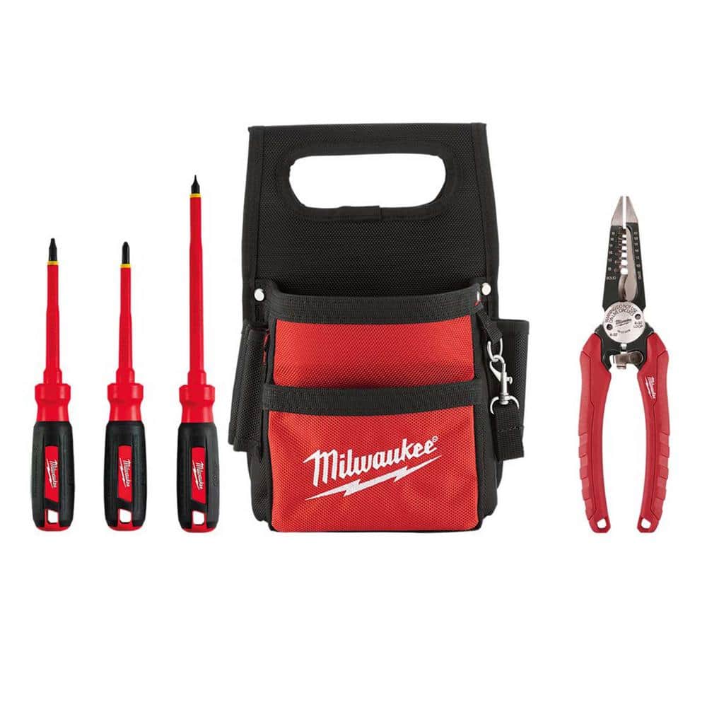 Milwaukee Electrician's Hand Tool Set With Tool Pouch (5-Piece)