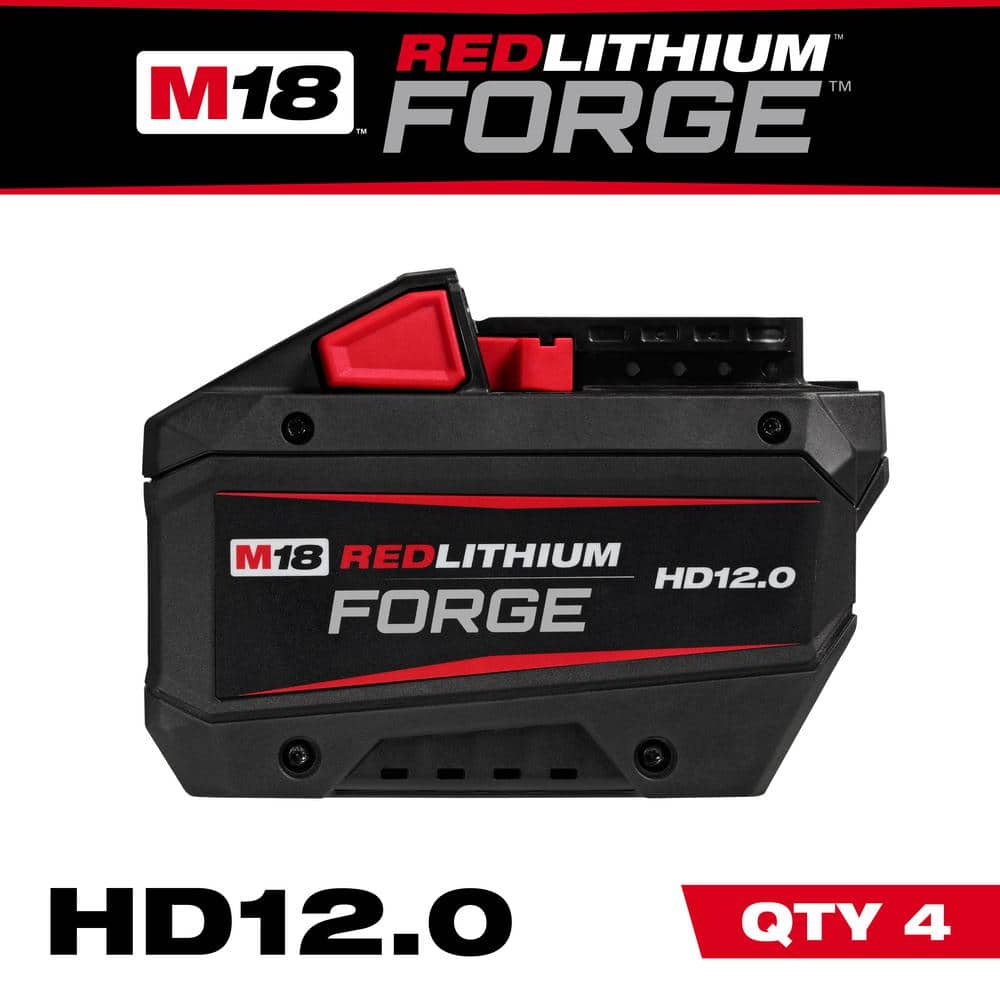 Milwaukee M18 18V Lithium-Ion REDLITHIUM FORGE HD 12.0 Ah Battery Pack (4-Pack)