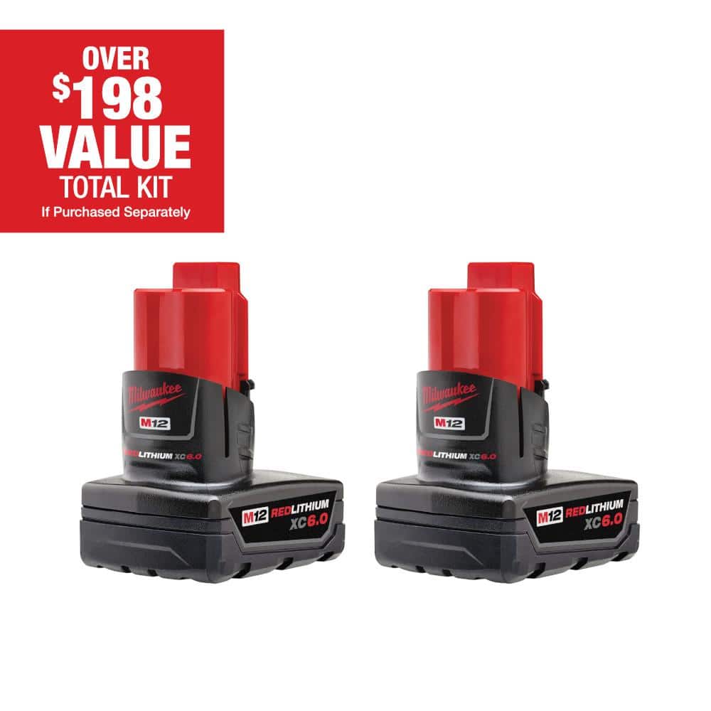 Milwaukee M12 12-Volt Lithium-Ion XC Extended Capacity 6.0 Ah Battery Pack (2-Pack)