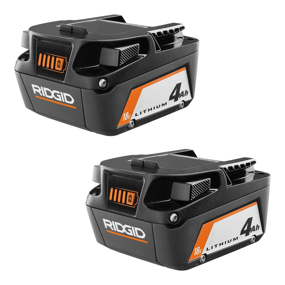 RIDGID 18V Lithium-Ion 4.0 Ah Battery 2-Pack