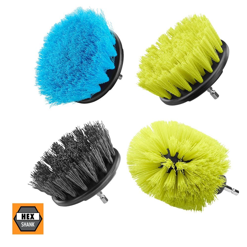 RYOBI Multipurpose Cleaning Kit (4-Piece) with (1) Soft Brush, (1) Medium Brush, (1) Hard Brush, and (1) Medium 360° Brush